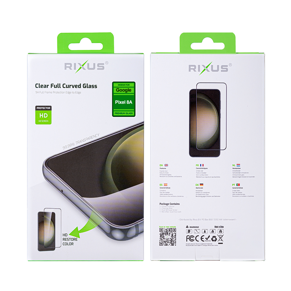 Rixus Clear HD Full Curved Edge Tempered Glass For Google Pixel 8A