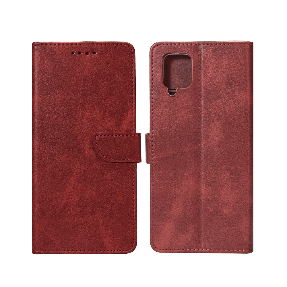 Rixus Bookcase For Samsung Galaxy A12 A125F Dark Red
