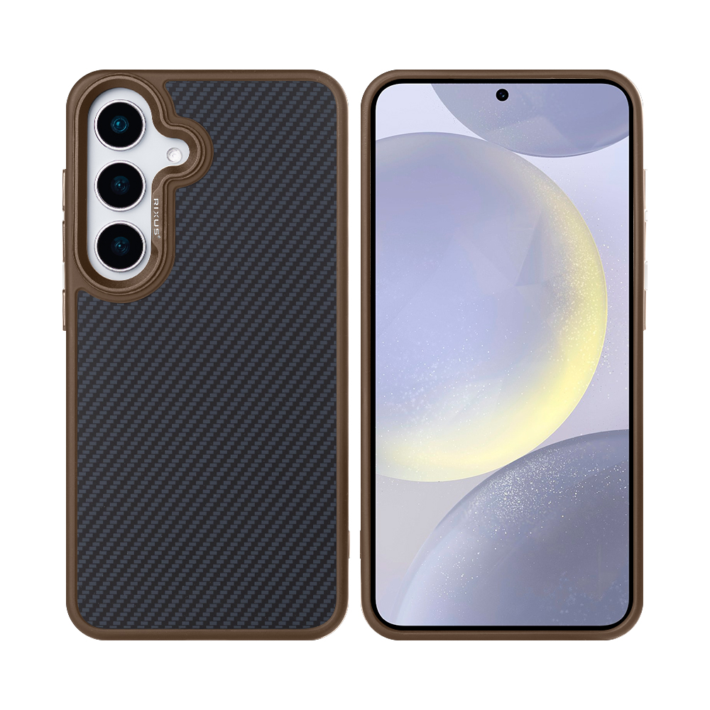 Rixus Mag Carbon With MagSafe For Samsung Galaxy S25 S931B Brown