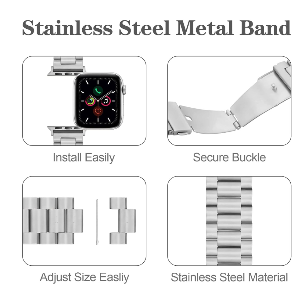 Stainless Steel Metal Strap For Apple Watch Series 38/40/41mm (Size M/L) - Silver