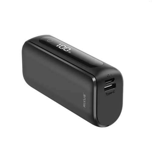 Rixus Compact Powerbank Digital Display 5.000mAh RXPB23 - Black