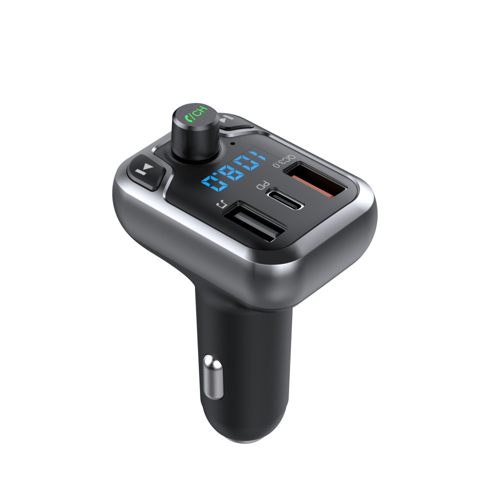 Rixus RXBT25 Bluetooth FM Transmitter QC30 And Type C Dual Fast Charge