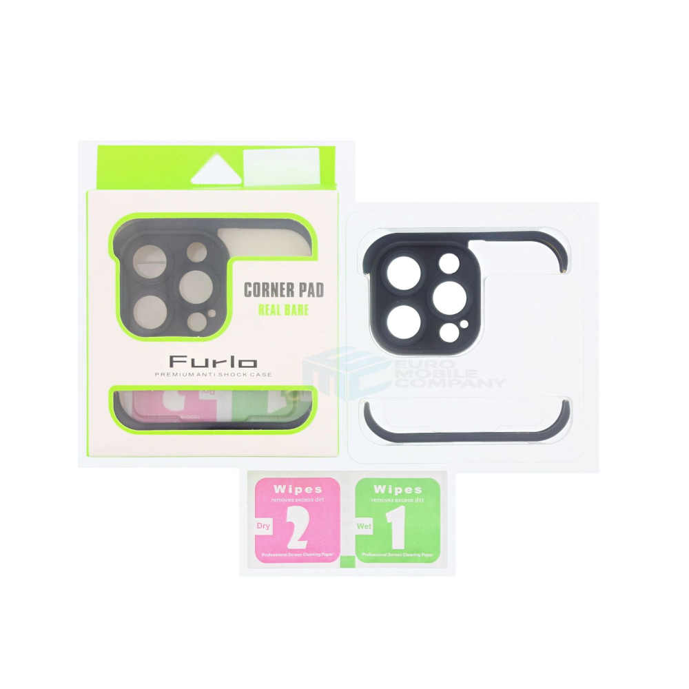 Furlo TPU Camera Lens & Corner Pad Protector Frame For iPhone 11 Pro - Black