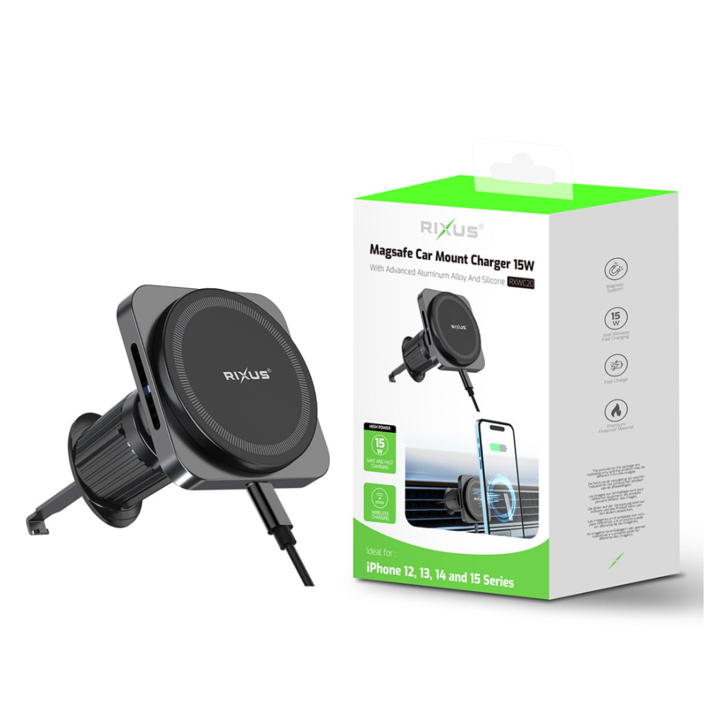 Rixus Wireless Car Charger for Magsafe Car Mount 15W RXWC20 - Space Gray