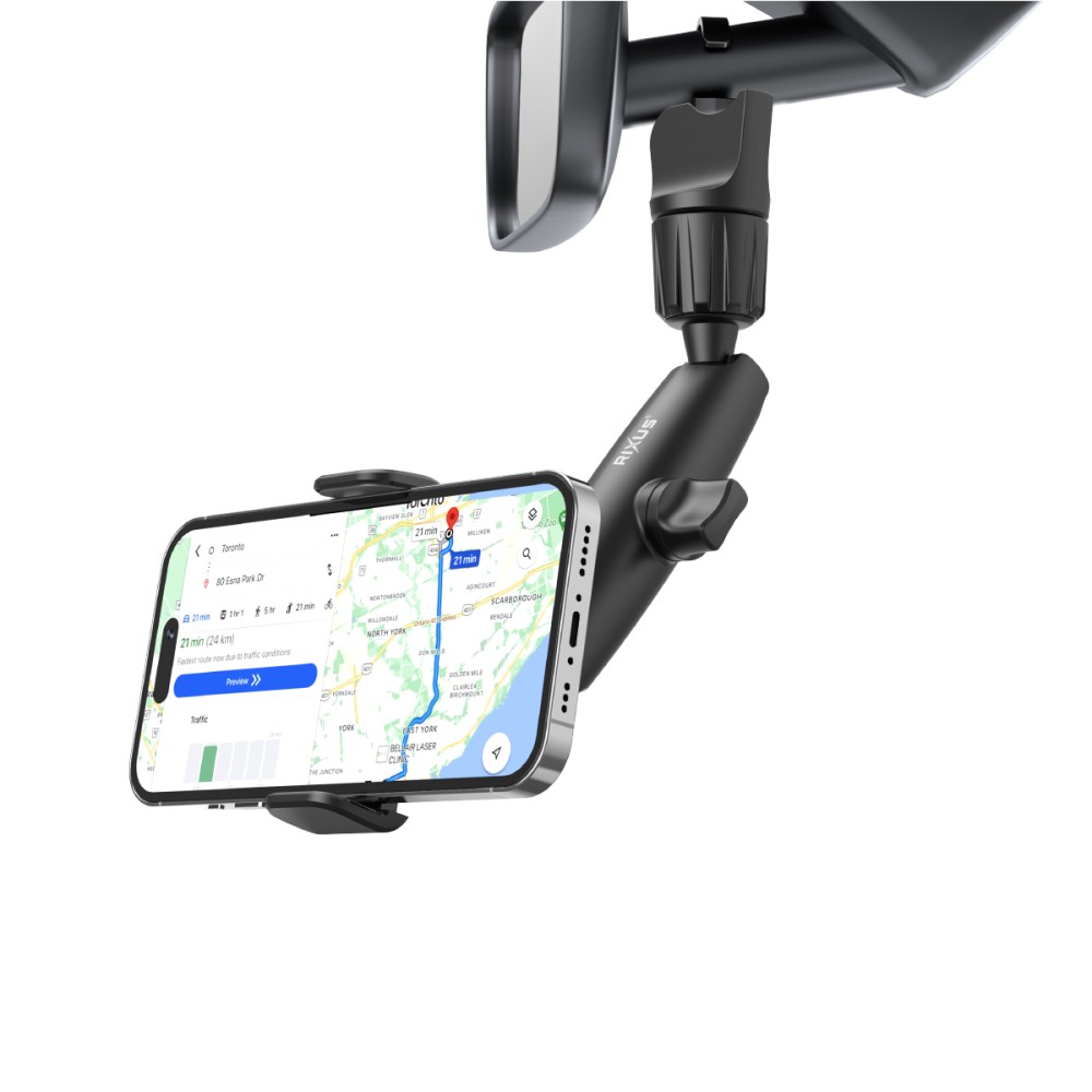 Rixus 360° Rear View Mirror Phone Holder Mount RXHW65 - Black