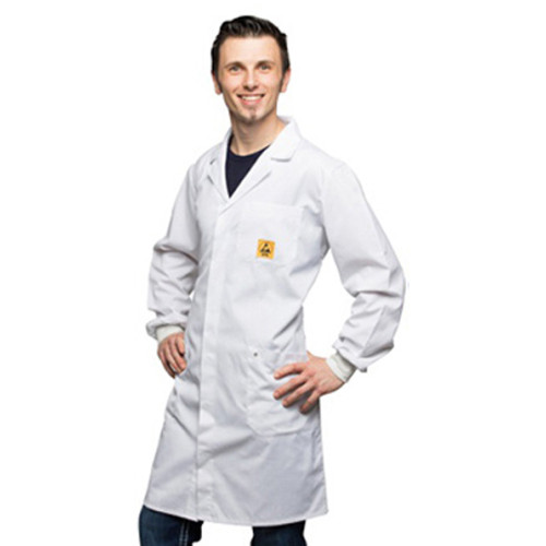 ESD work coat white, 3/4 length long sleeve, M