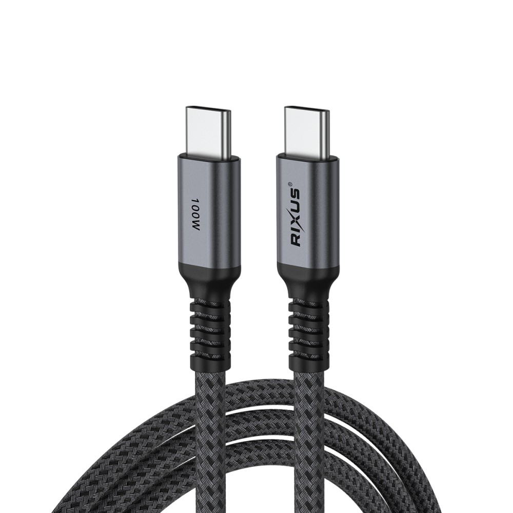 Rixus RXUC05 USB-C 2.0 To USB-C Cable 200CM 100W Space Gray