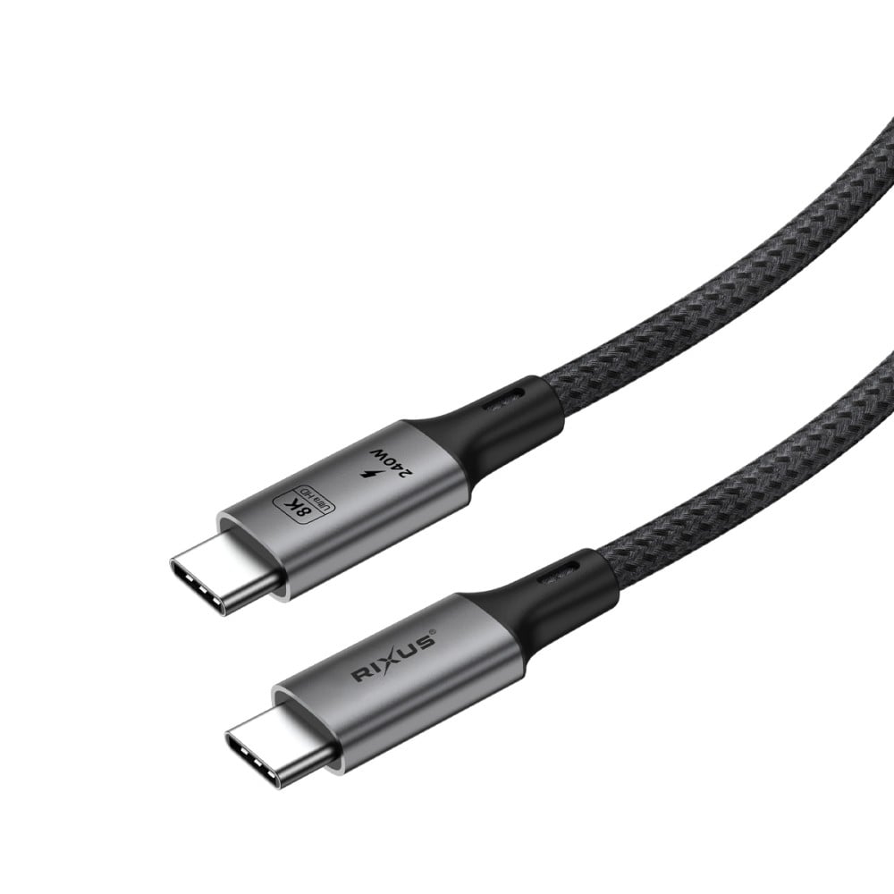 Rixus RXUC01 USB-C 4.0 To USB-C Cable 100CM 240W Grey