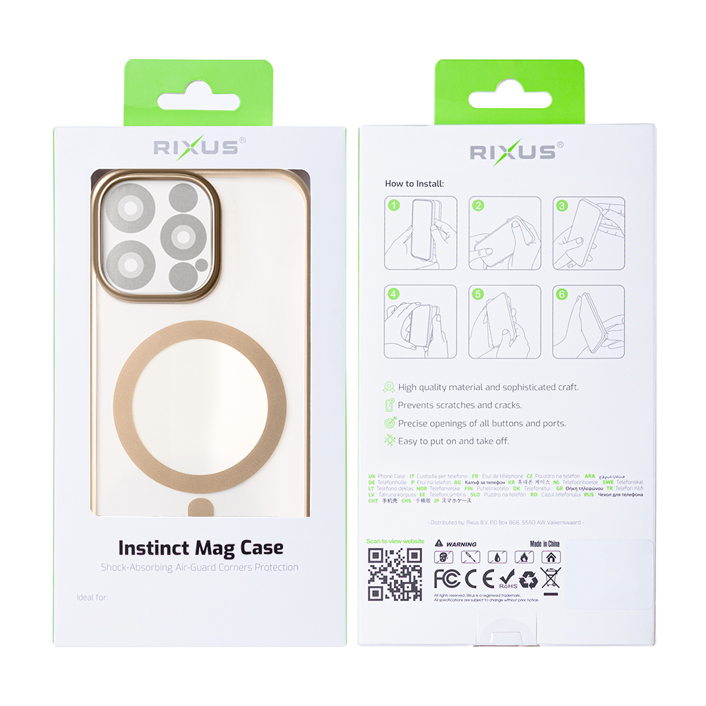 Rixus Instinct Mag Case For iPhone 12, 12 Pro Desert Titanium