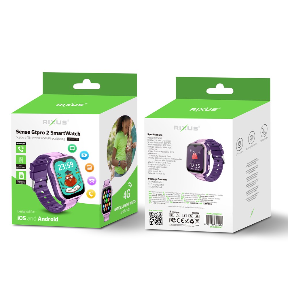 Rixus RXSW23P Sense Gtpro 2 SmartWatch With GPS And Sim Card Function Purple