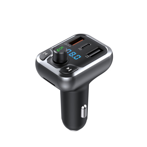 Rixus Bluetooth FM Transmitter QC30 + Type C Dual Fast Charge RXBT25