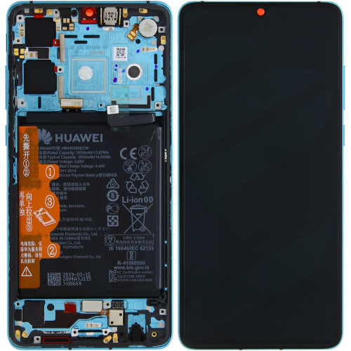 Huawei P30 OEM Service Part Screen Incl. Battery New Edition (02354HRH) - Aurora Blue