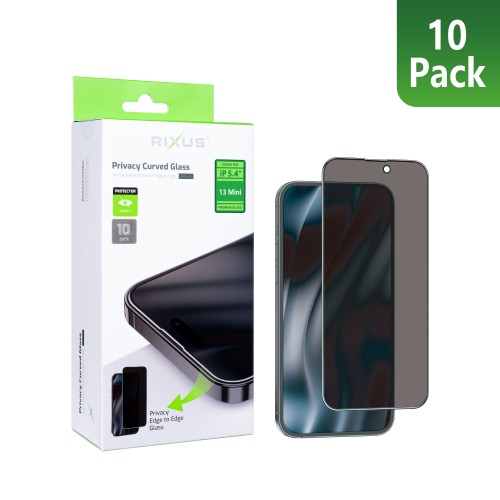 Rixus Privacy Full Curved Edge Tempered Glass For iPhone 13 Mini (10-Pack)