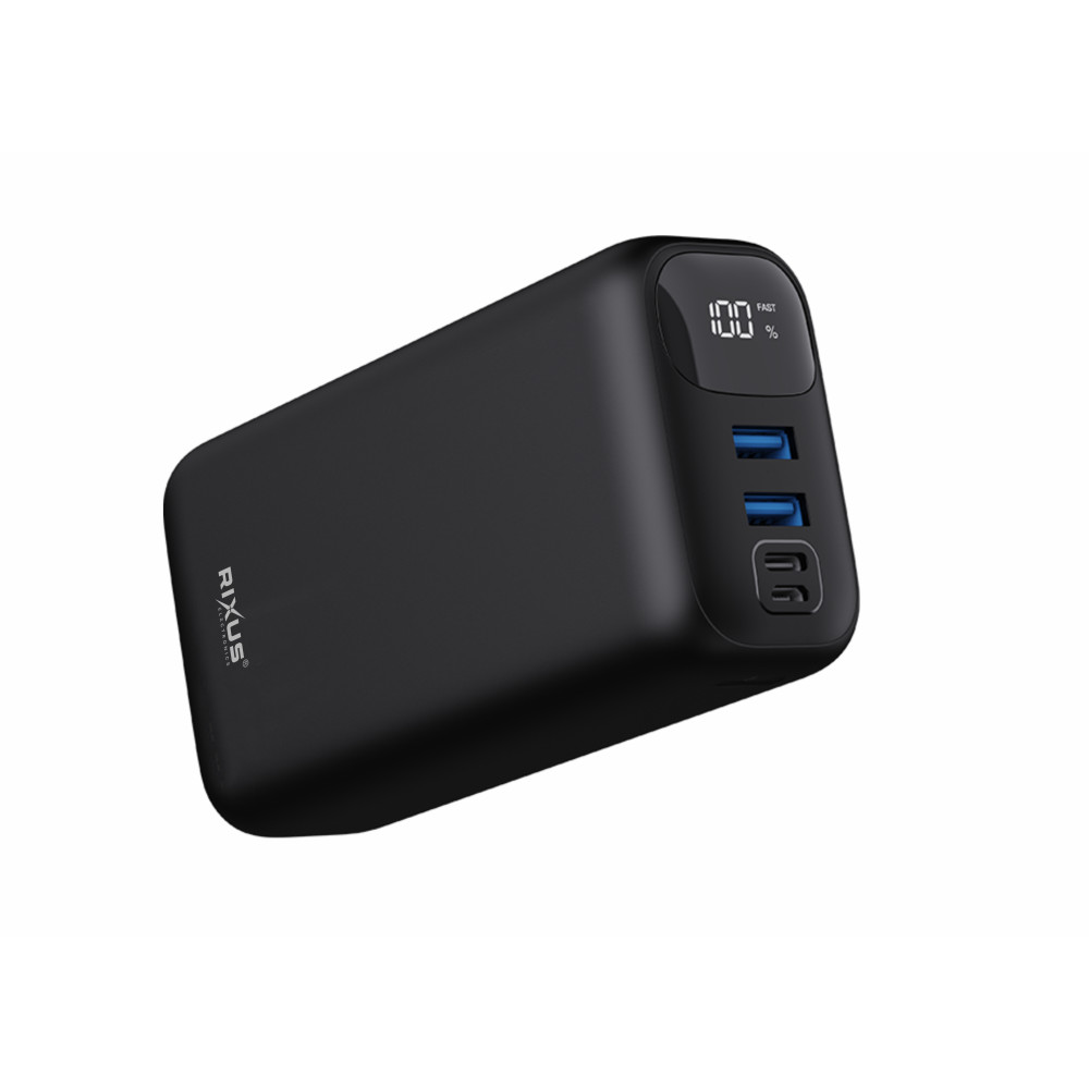 Rixus RXPB62 22.5W Super Fast Powerbank 30.000mAh 2USB+1PD OutPut Black