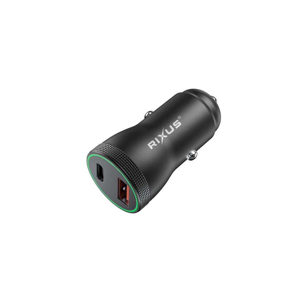 Rixus USB-C PD+QC Car Charger 20W RXCC11 - Black