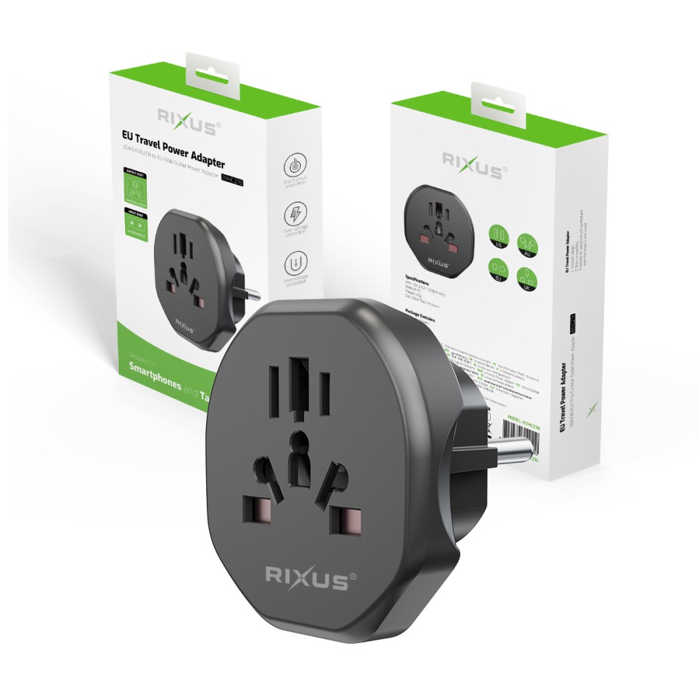 Rixus EU Travel Power Adapter RXHC27B - Black