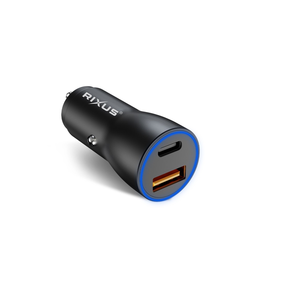 Rixus USB-C PD+QC3.0 Car Charger 18W RXCC12 - Black