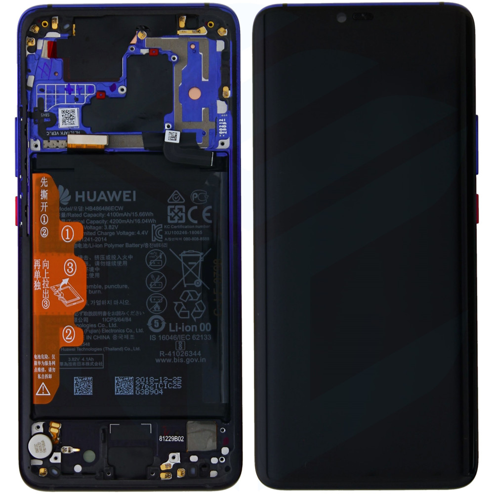 Huawei Mate 20 Pro 02352GGC (LYA-L09/ LYA-L29) OEM Service Part Screen Incl. Battery - Twilight/ Purple