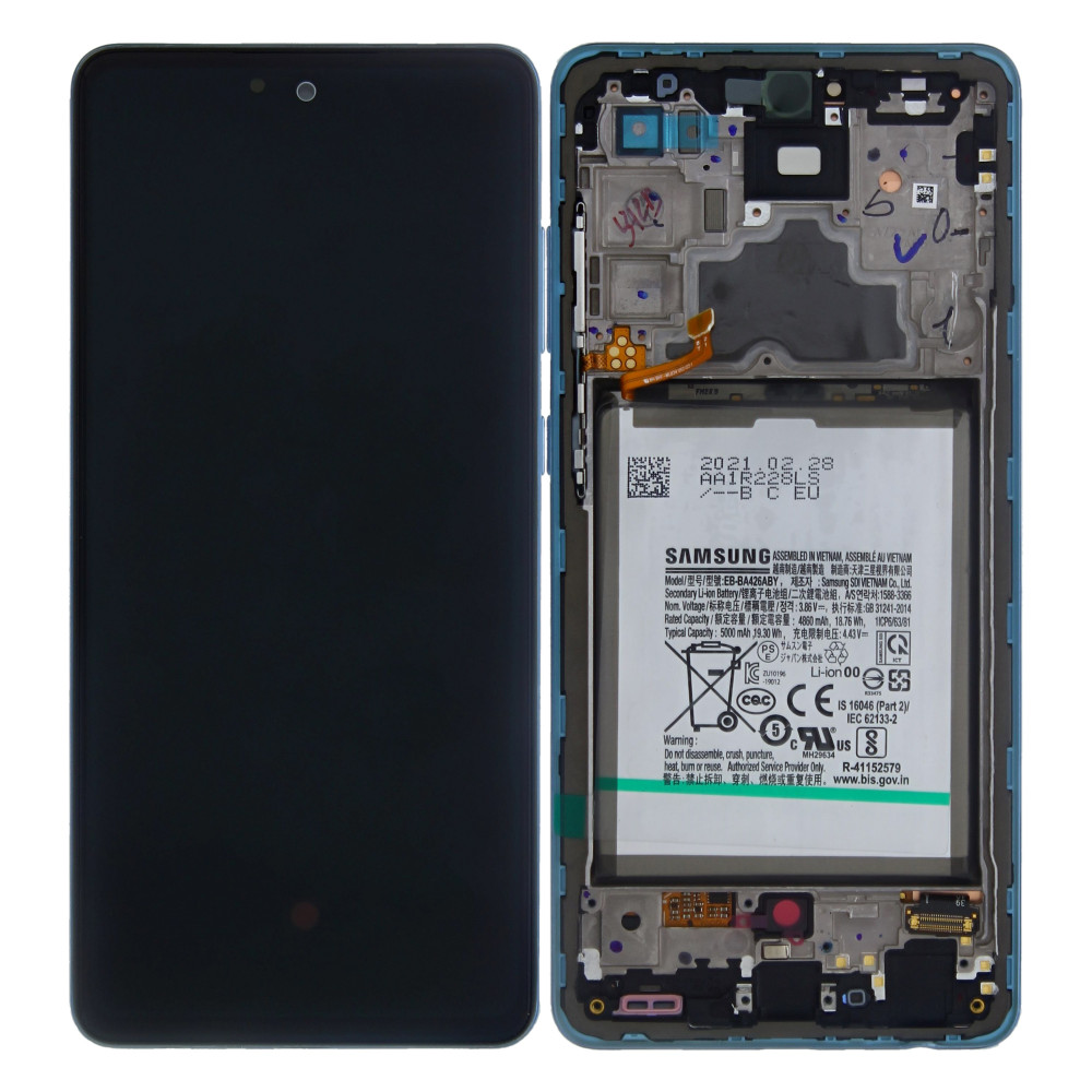 Samsung Galaxy A72 4G/5G 2021 SM-A725/A726 (GH82-25542B/GH82-25541B) Display Complete With Battery - Awesome Blue