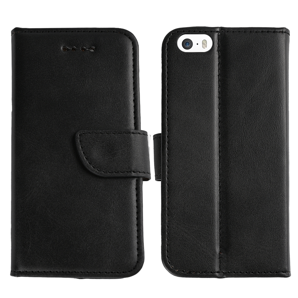 Rixus Bookcase For iPhone 5, 5S Black