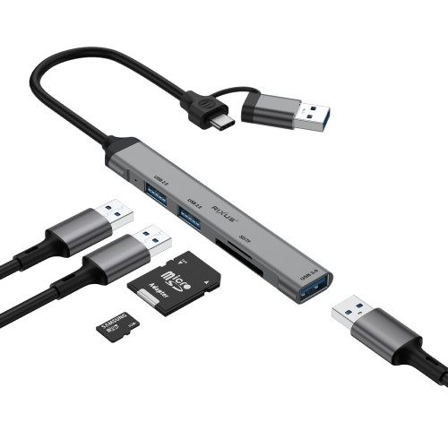 Rixus RXHU05 USB Type C 2-1 Hub Multi-Port Adapter