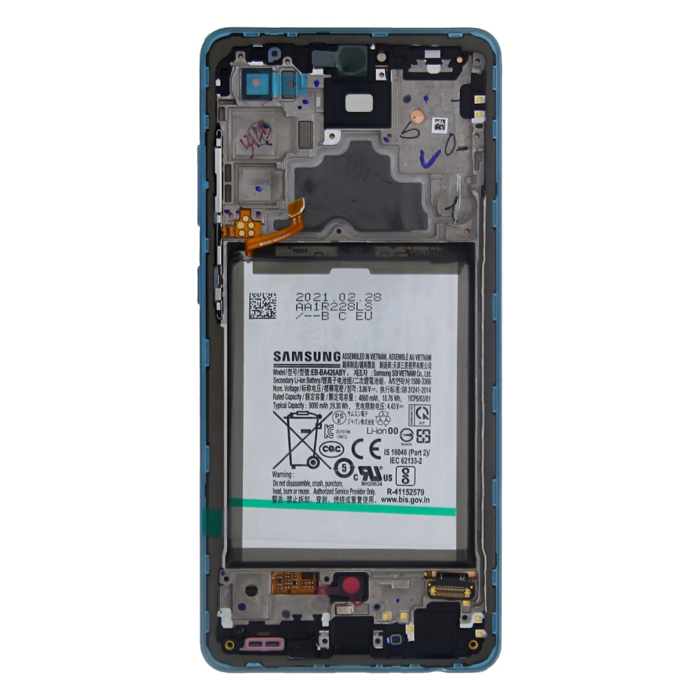Samsung Galaxy A72 4G/5G 2021 SM-A725/A726 (GH82-25542B/GH82-25541B) Display Complete With Battery - Awesome Blue
