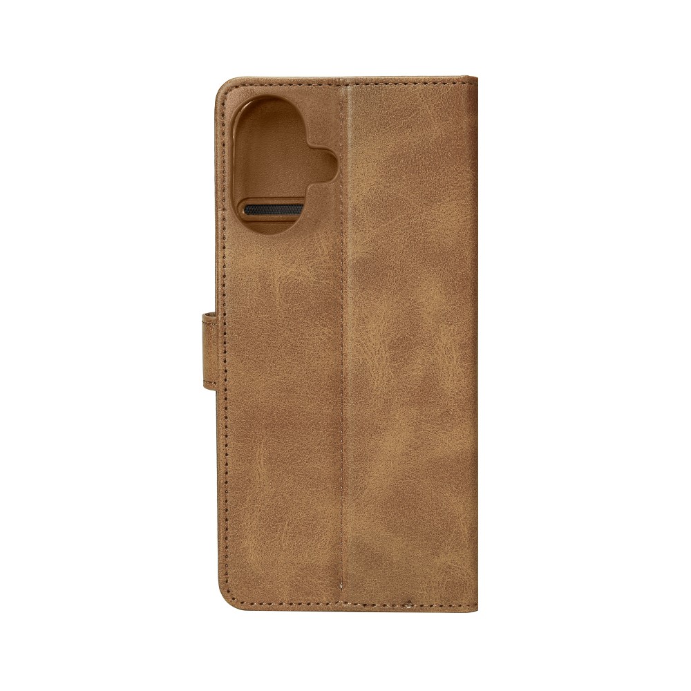 Rixus Bookcase For iPhone 16 Light Brown