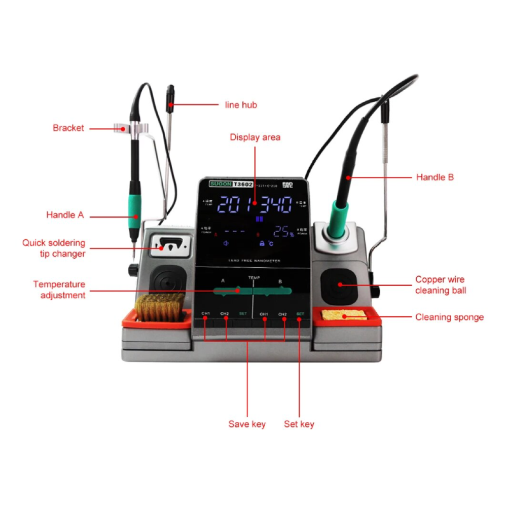 SUGON T3602 2-Tools Nano soldering station 220V with JBC 115/210 Soldering Tips