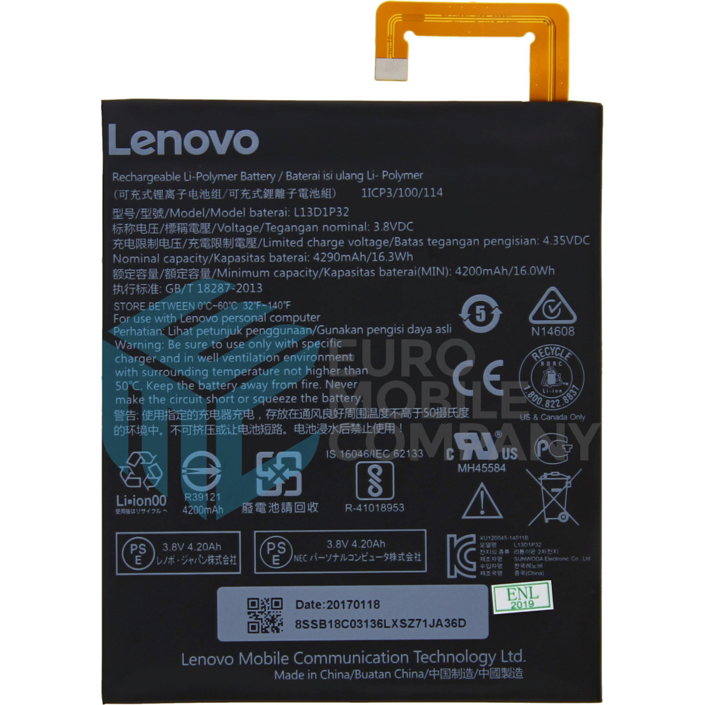 Lenovo Tab 2 A8-50 Battery L13D1P32 - 4290mAh