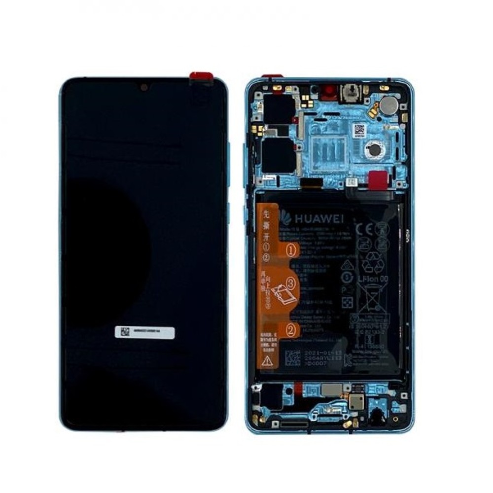 Huawei P30 OEM Service Part Screen Incl. Battery New Edition (02354HRH) - Aurora Blue