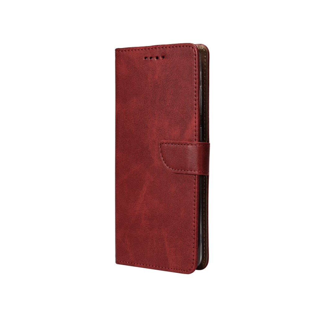 Rixus Bookcase For Samsung Galaxy A20e A202F Dark Red