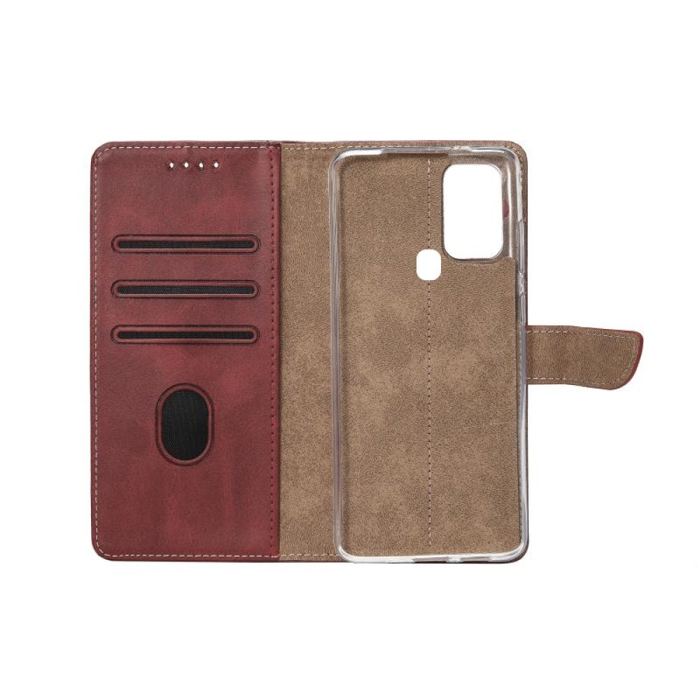 Rixus Bookcase For Samsung Galaxy A21s A217F Dark Red