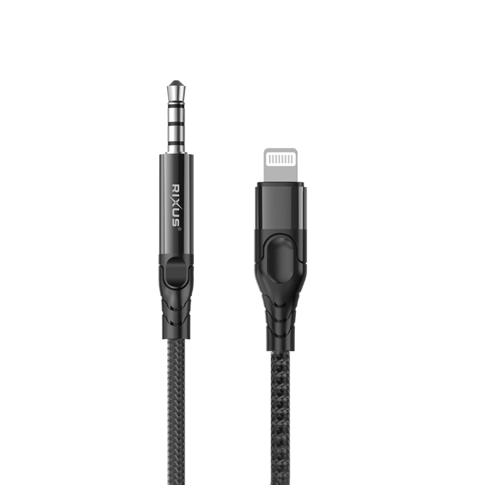 Rixus RXMU35L 3.5mm AUX To Lighting Braided Audio Cable 120CM Black