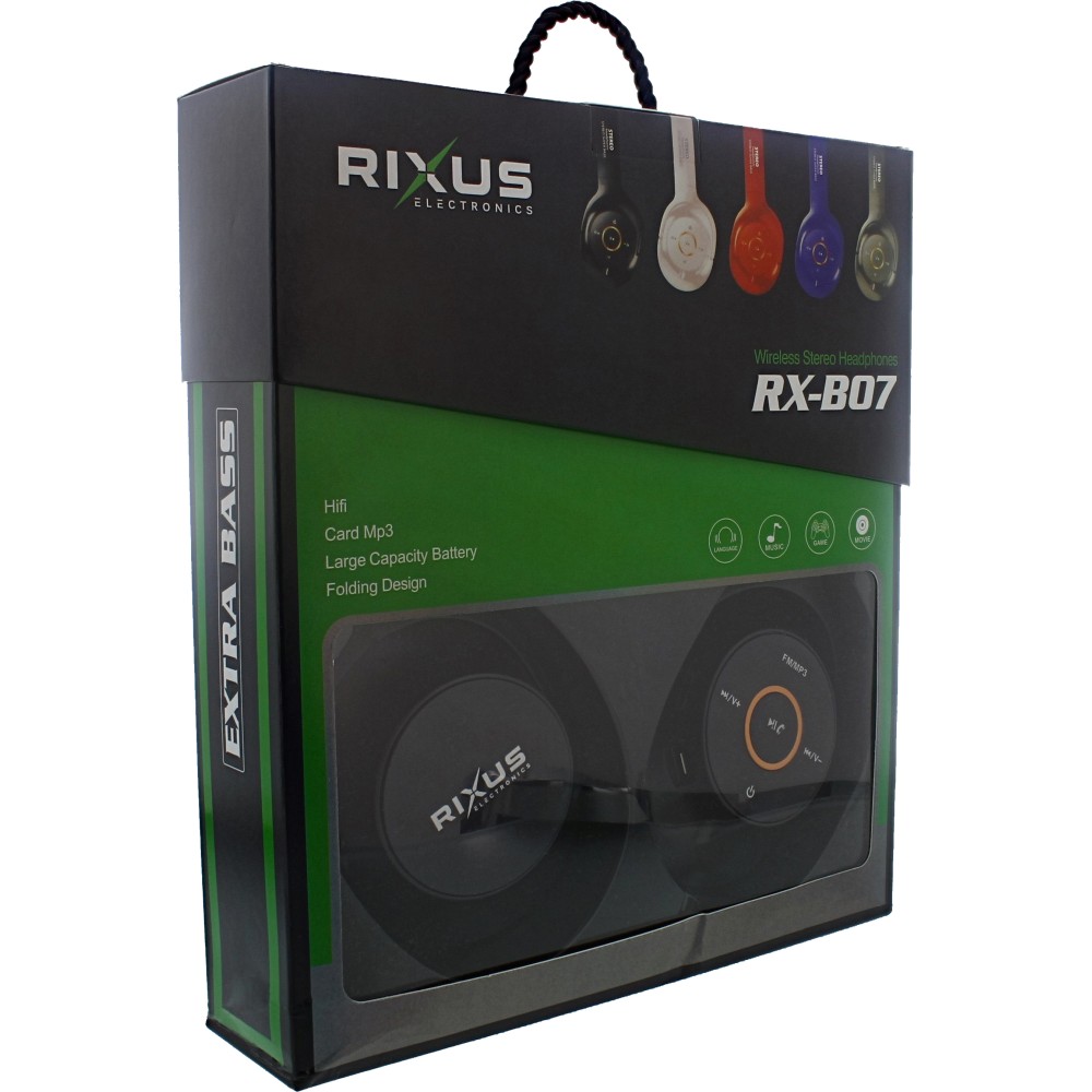 Rixus RXB07 Wireless Stereo Headphones On-Ear Extra Bass Black