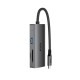 Rixus RXHU08 USB Type-C To Ethernet Adaptor With Docking Station Grey