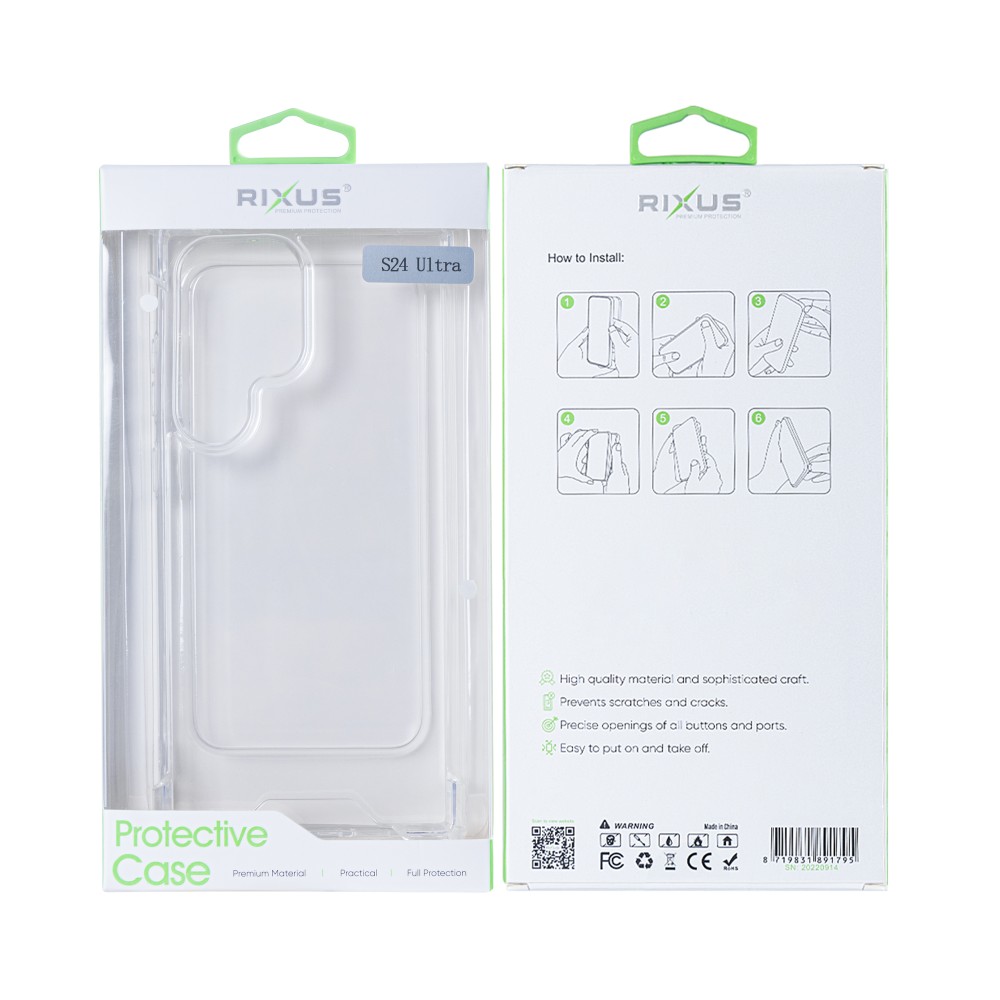 Rixus Anti-Burst Case For Samsung Galaxy S24 Ultra S928B Transparent