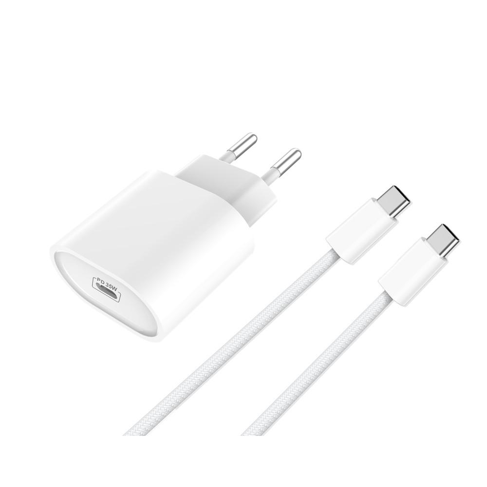 GaN USB-C Power Adapter CH3126 USB-C To USB-C Cable 100CM 35W White