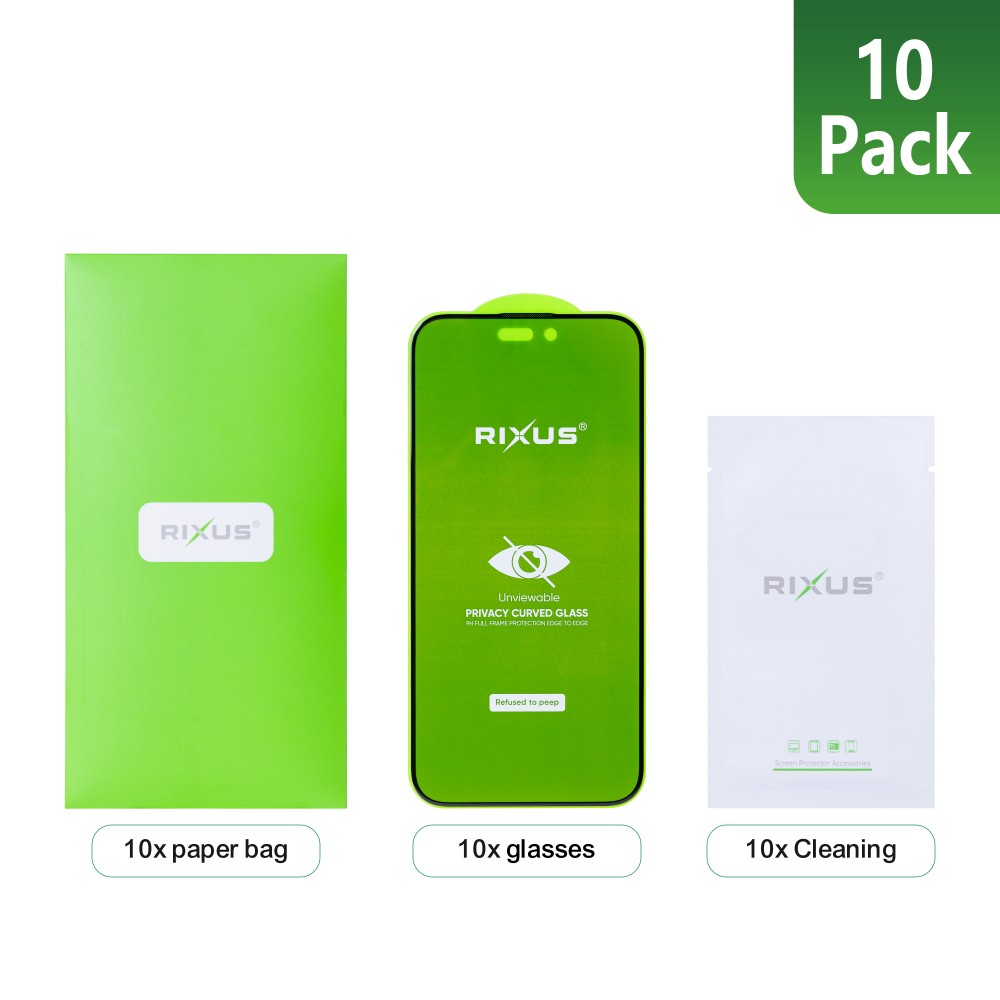 Rixus Privacy Full Curved Edge Tempered Glass For iPhone 12 Pro Max (10-Pack)