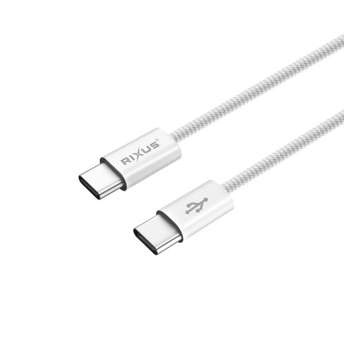 Rixus RXUC15C USB-C to USB-C Nylon Braided Cable 100CM White