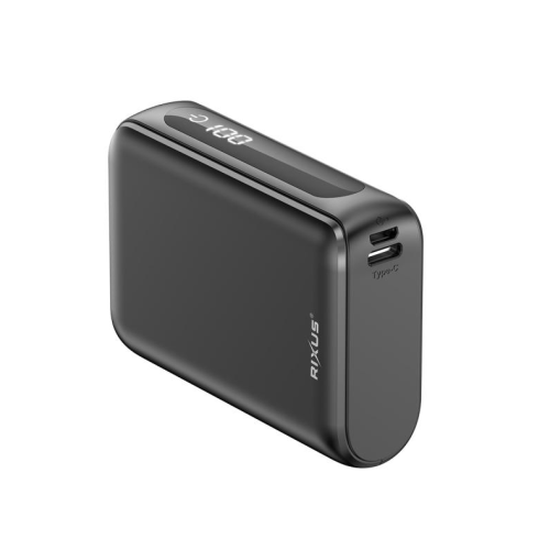 Rixus RXPB24 Compact Powerbank Digital Display 10.000 mAh Black