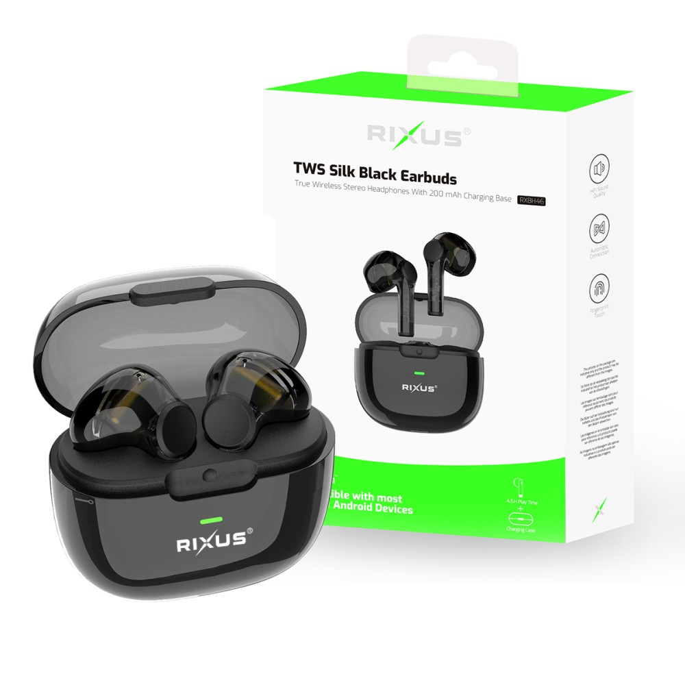 Rixus Silk TWS Bluetooth Earbuds RXBH46 Black