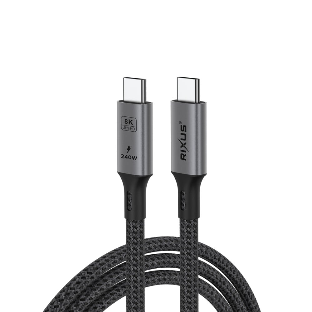 Rixus RXUC02 USB-C 4.0 To USB-C Cable 180CM 240W Grey