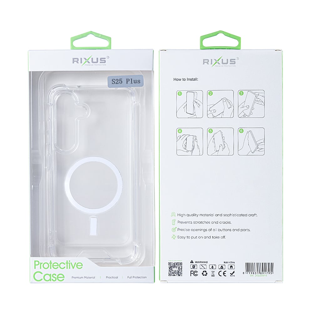 Rixus Anti-Burst Case With MagSafe For Samsung Galaxy S25 Plus S9360 Transparent