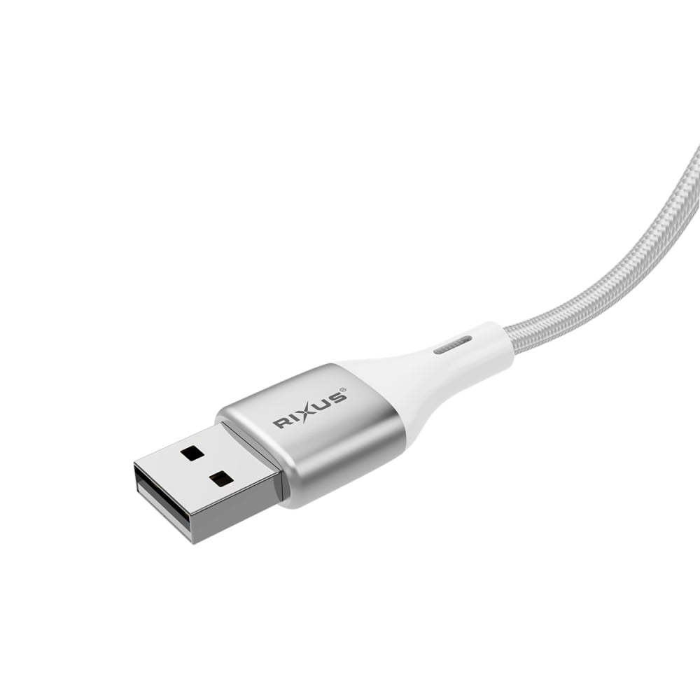 Rixus RXUC29AL Braided USB-A To Lightning Cable With LED Display 100CM White