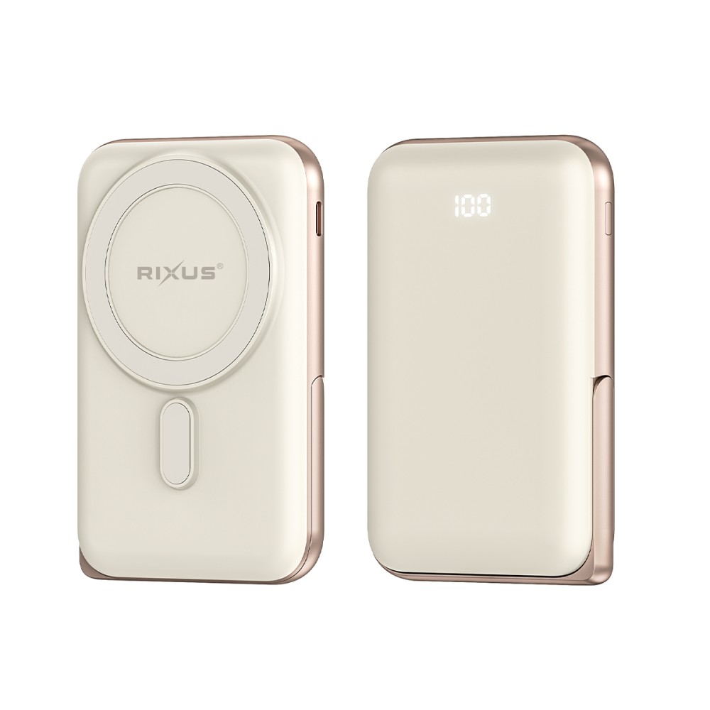 Rixus RXPB37 Portable Magnetic Powerbank 10.000 mAh With Stand Rose Gold