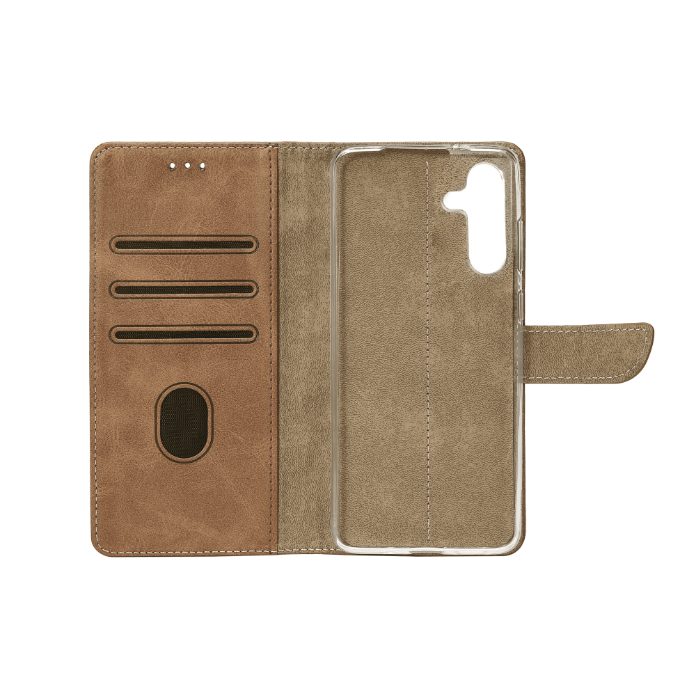 Rixus Bookcase For Samsung Galaxy A16 A165F, A16 5G A166B Light Brown