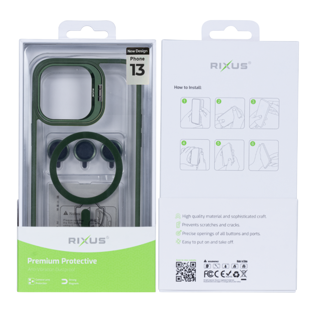 Rixus Classic 03 Case With MagSafe For iPhone 13 Dark Green