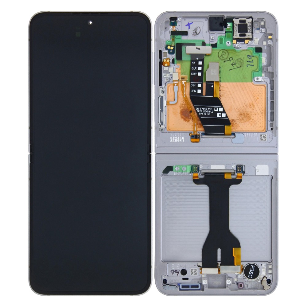 Samsung Galaxy Z Flip6 F741B Display And Digitizer With Frame Silver Shadow Service Pack