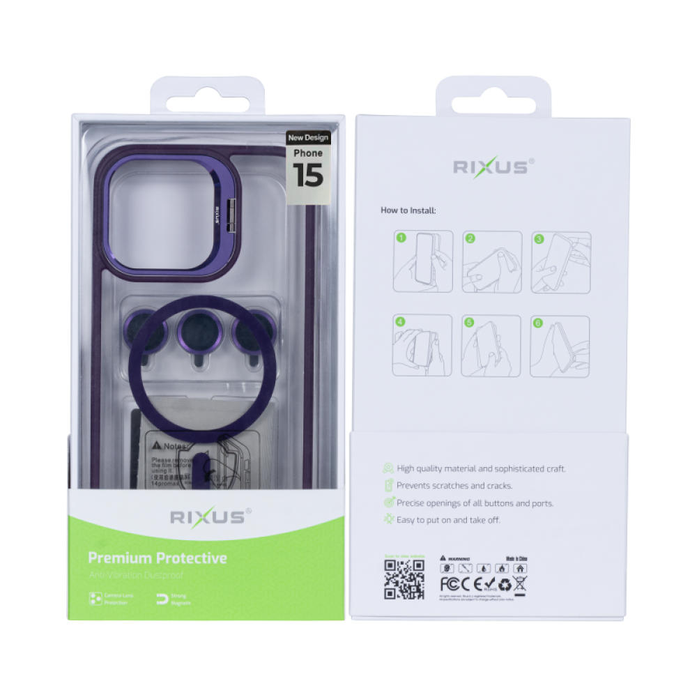 Rixus Classic 03 Case With MagSafe For iPhone 15 Deep Purple