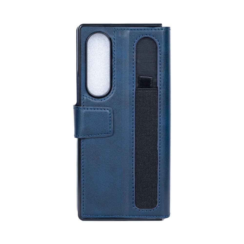 Rixus Wallet Case For Samsung Galaxy Z Fold 4 With Pen Holder Blue